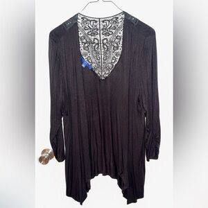 Black Lace Detail Women's Cardigan
